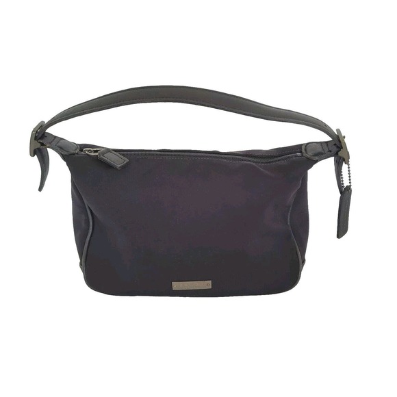 Coach Vintage Neoprene Leather Trim Small Solid Black Purse Pouchette 90s Rare - Picture 1 of 12